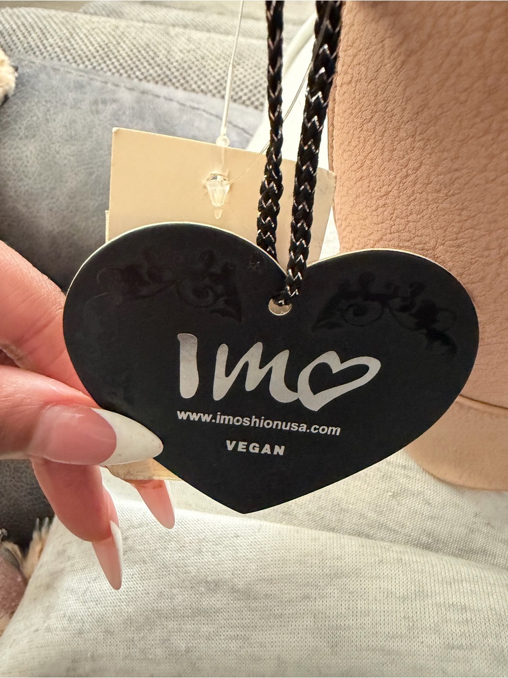 Vegan Mini Heart Bag Charm - Black